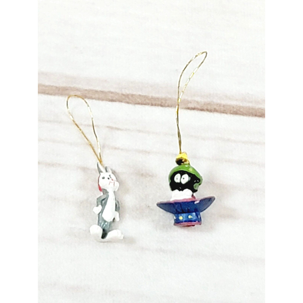 Vintage 1997 Looney Tune Mini Christmas Ornament Marvin The Martian & Bugs Bunny